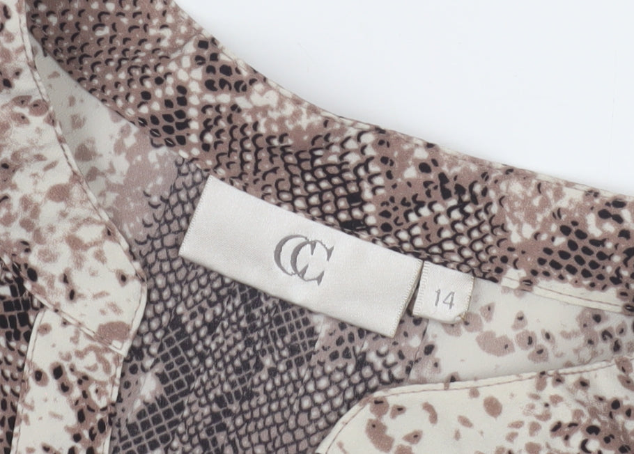 Country Casuals Women's Brown Animal Print Blouse, Size 14, Casual