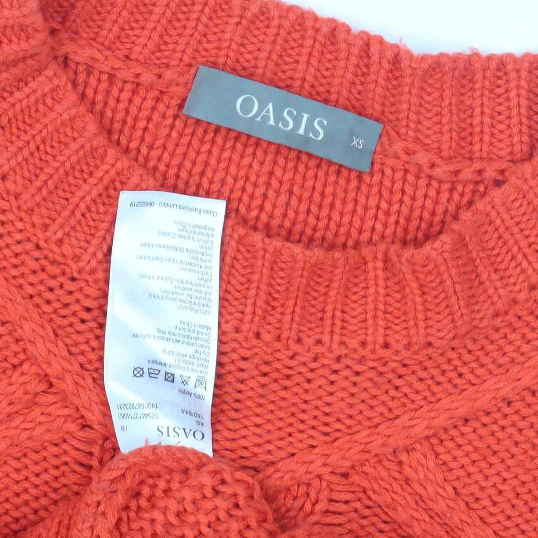 Oasis Women's Orange XS Cable-Knit Pullover Jumper