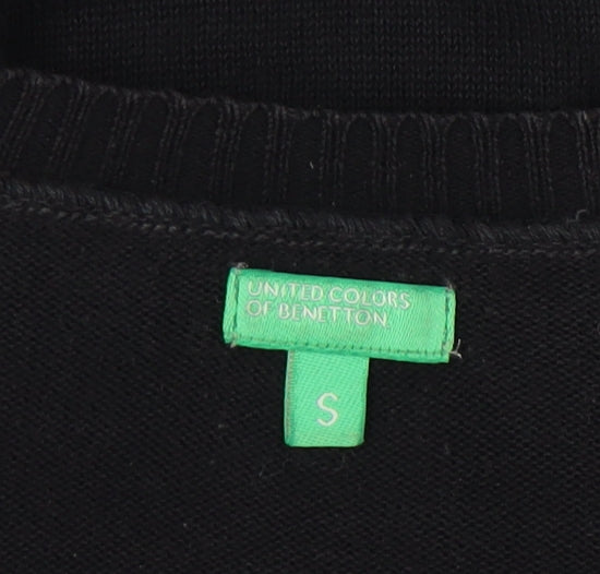 Benetton Women's Black Pullover Jumper S 3/4 Sleeve