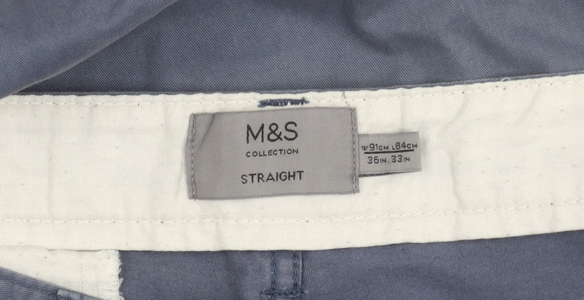 Marks & Spencer Men's Blue Straight Trousers Size 36