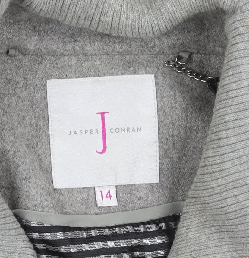 Jasper Conran Women's Grey Wool Blend Pea Coat Size 14