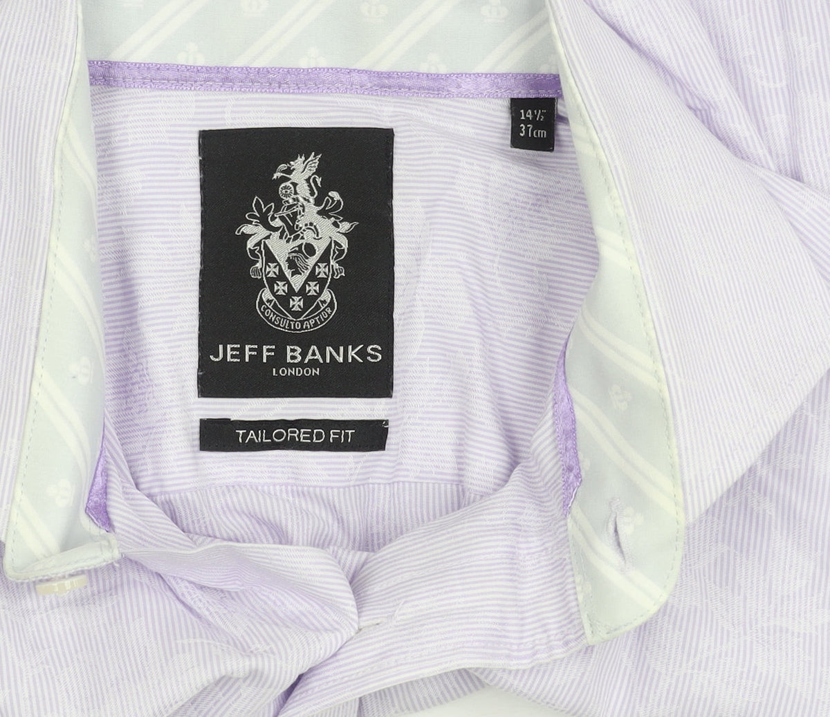 Jeff Banks Men's Purple Striped Slim Fit Shirt 14.5