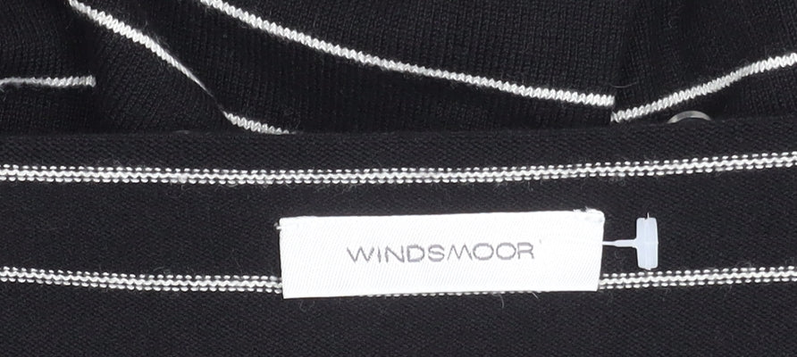Windsmoor Women's Black V-Neck Striped Pullover Jumper L