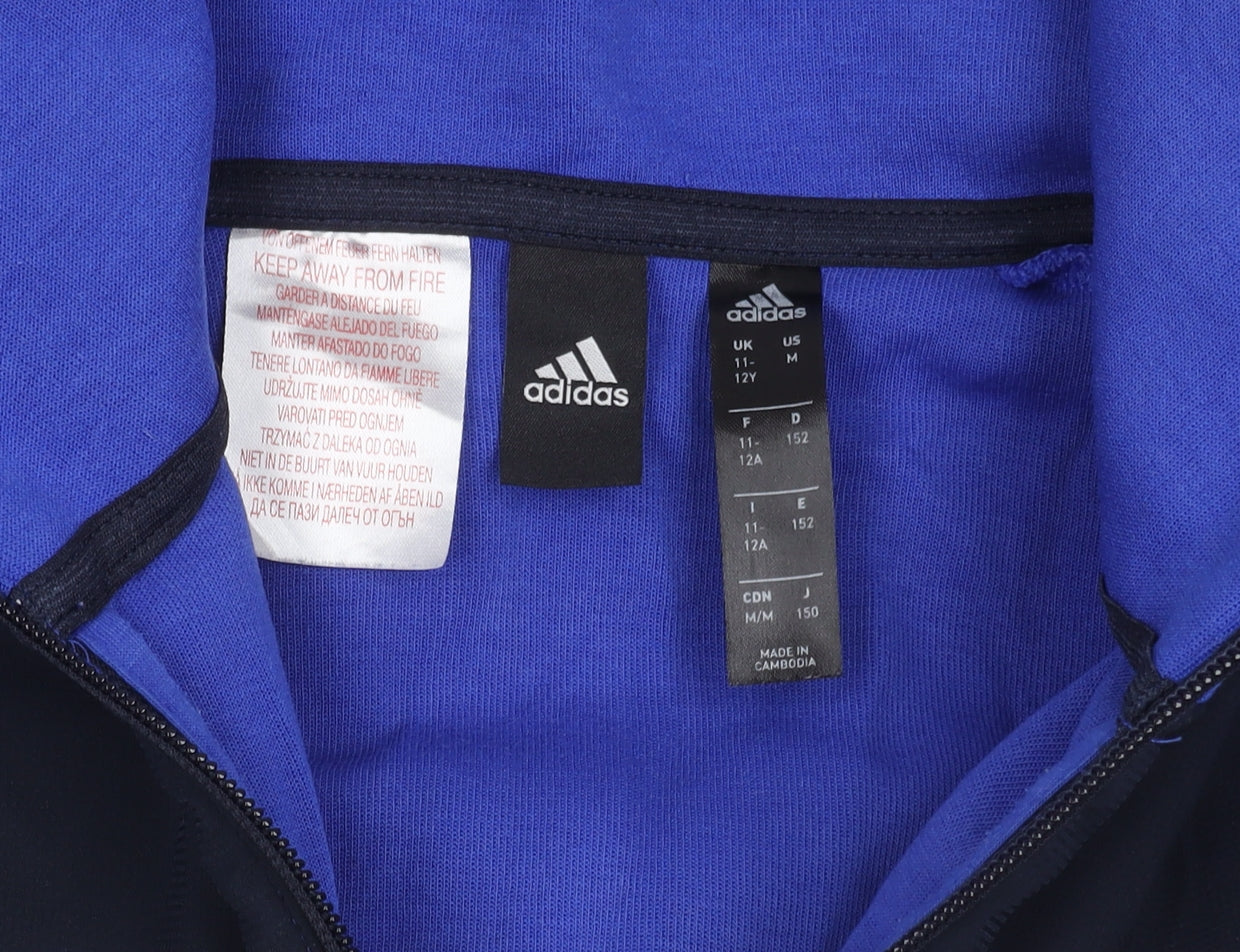 Additional view of Adidas boys’ blue track jacket 11-12 years with full zip