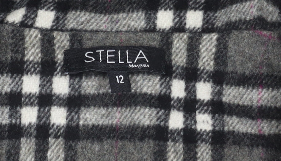 Stella Morgan Women's Grey Plaid Overcoat, Size 12