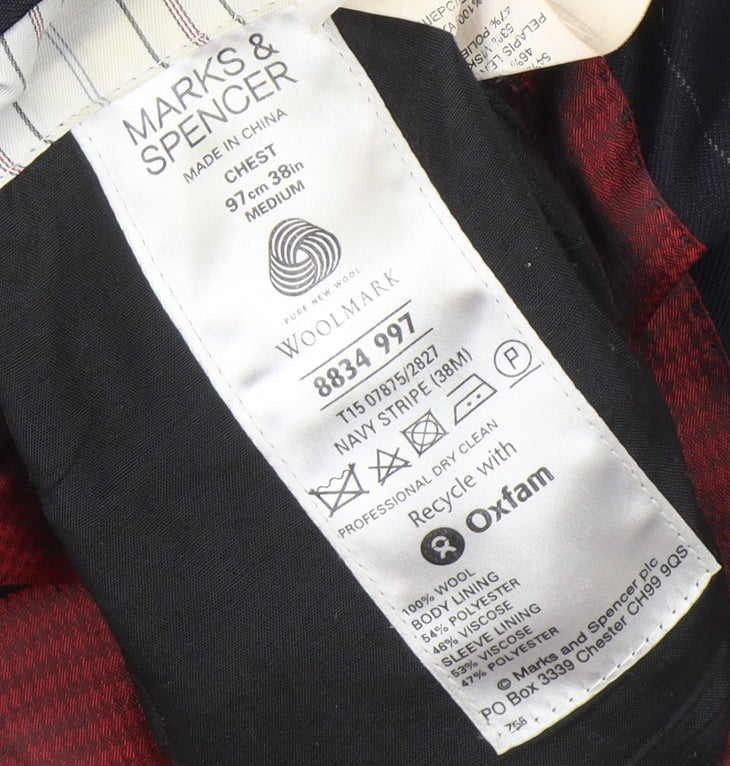 Marks & Spencer Men's Blue Striped Blazer 38R