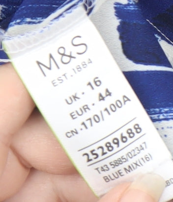 Marks & Spencer Women's Blue Geometric Blouse