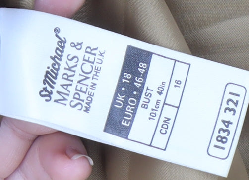 Marks & Spencer Women's Beige Wool Overcoat Size 18