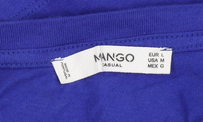 Mango Women's Blue T-Shirt, Size 12, Casual Style