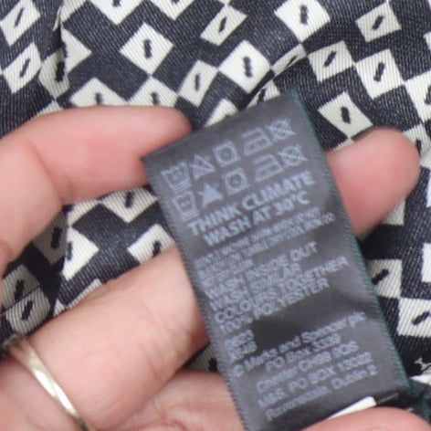 Marks & Spencer Women's Black Geometric Button-Up Shirt Size 8