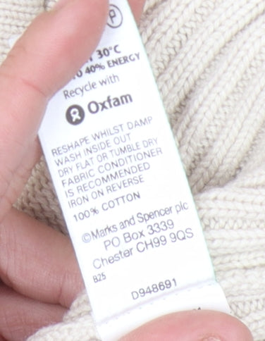 Marks & Spencer Women's Beige Full Zip Cotton Jumper