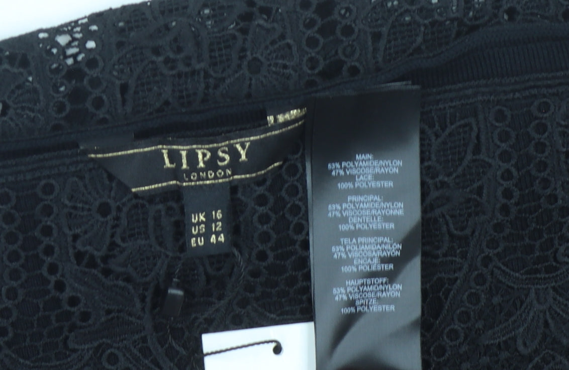 Lipsy Black Off-the-Shoulder Lace Women's Blouse Size 16