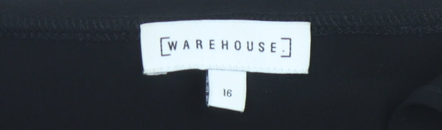 Warehouse Women's Black Long Sleeve Crew Neck Top