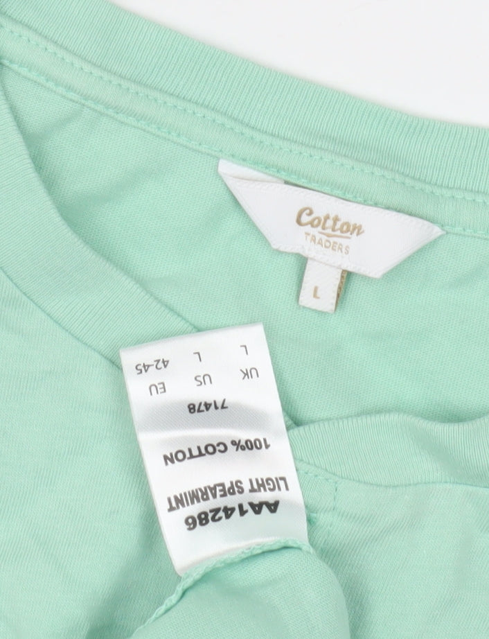 Cotton Traders Men's Green Henley T-Shirt Large