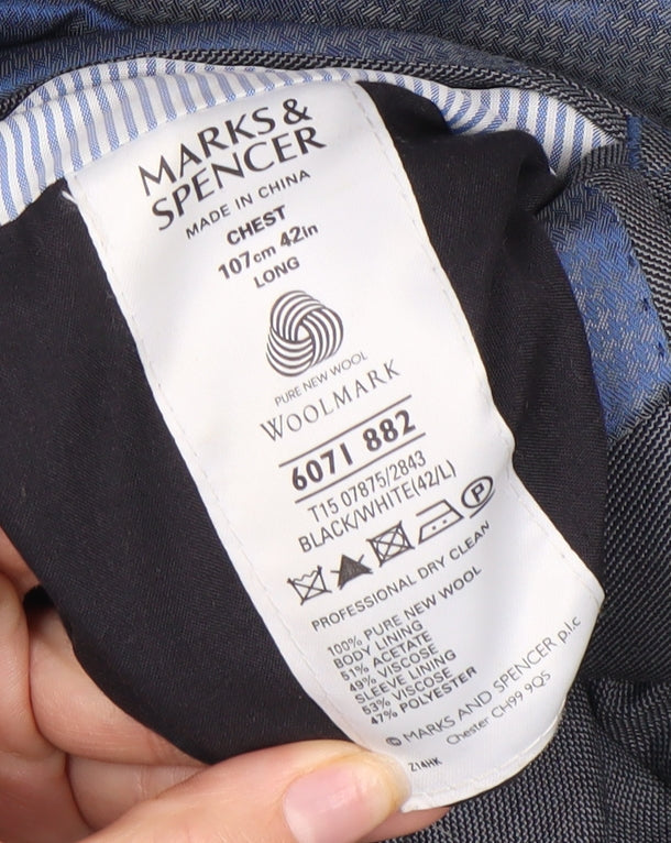 Marks & Spencer Men's Black Blazer, Size 42 L