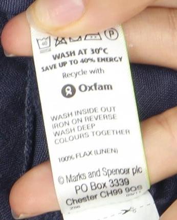 Marks & Spencer Women's Blue Linen Skirt Size 12