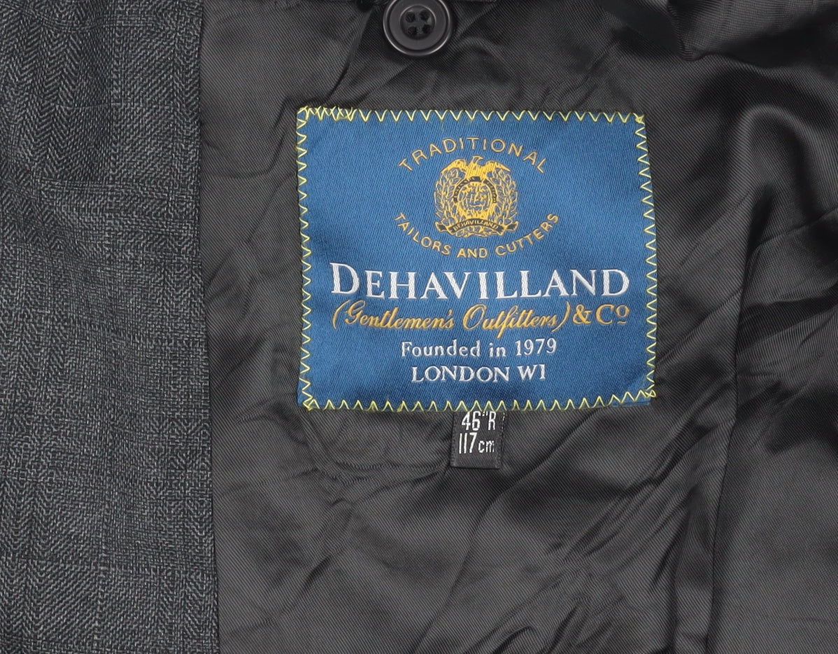 Dehavilland Men's Grey Blazer 46R Single-Breasted