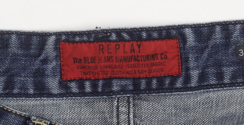 Replay Men's Blue Straight Jeans, Size 30, Distressed