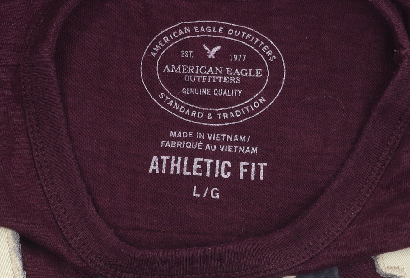 American Eagle Men's Red Athletic T-Shirt L