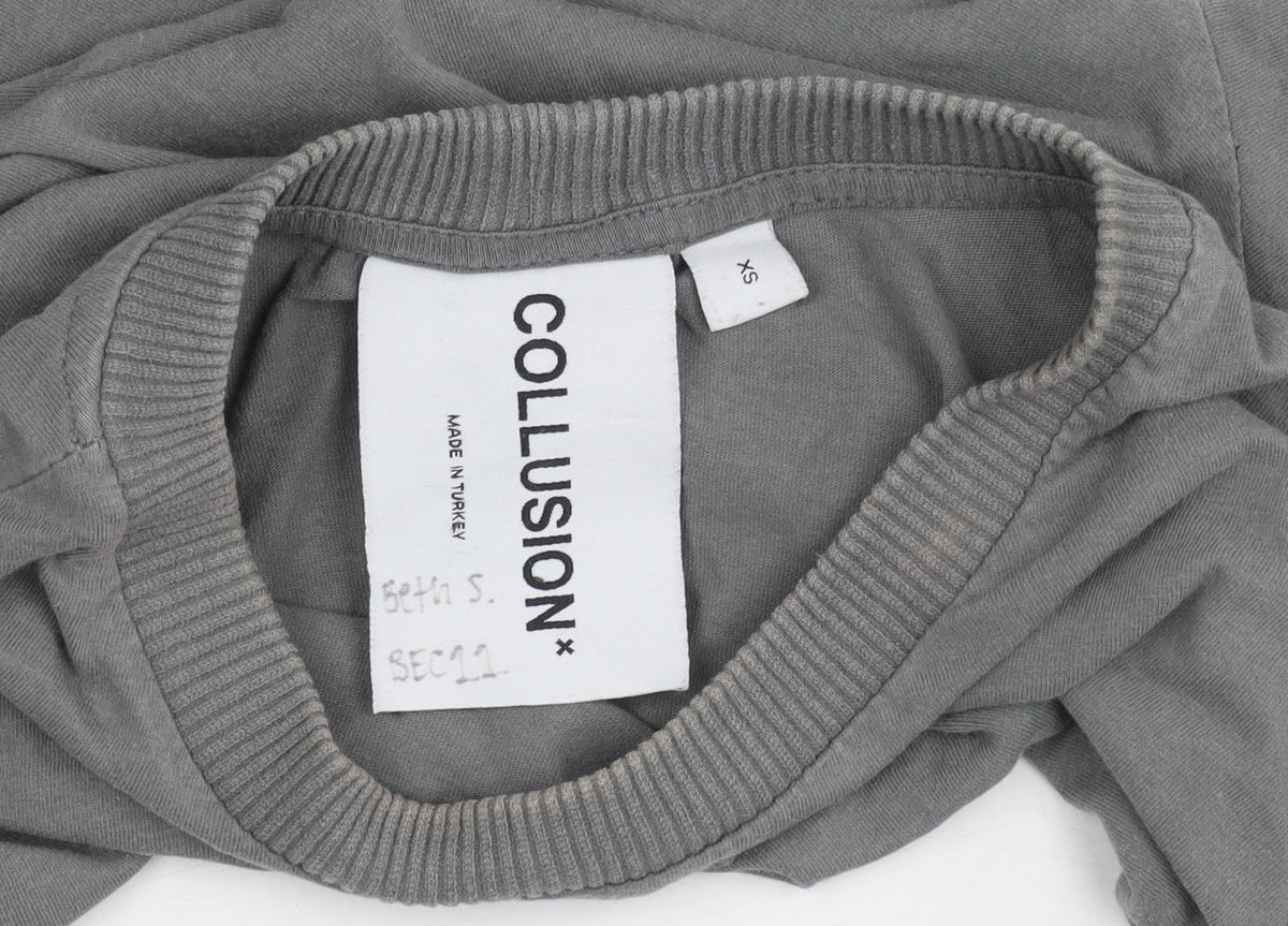 Collusion Men's Grey XS Regular Fit T-Shirt