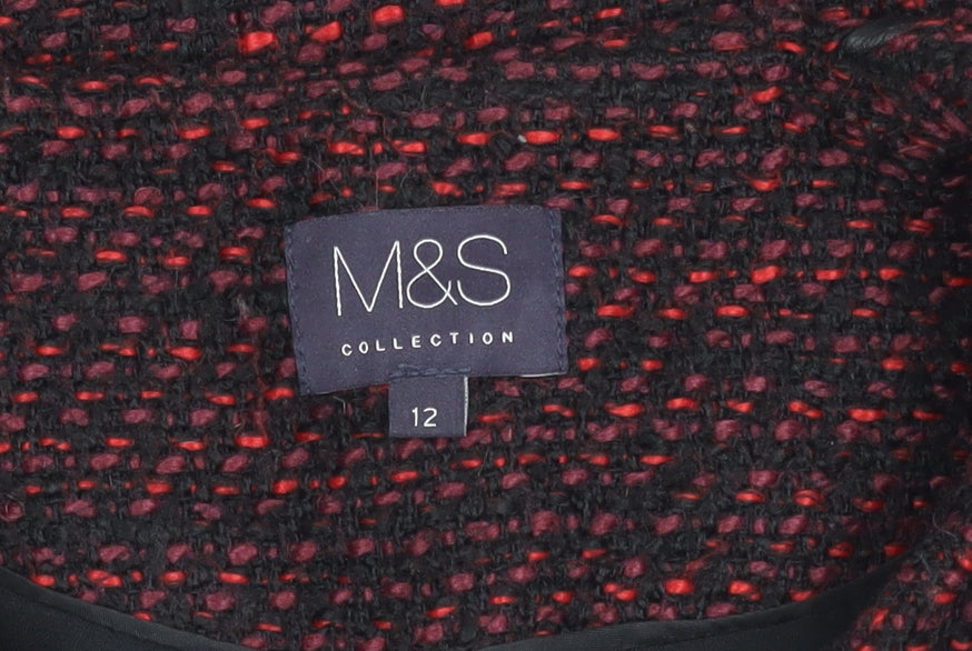 Marks & Spencer Women Black Red Bouclé Blazer Size 12