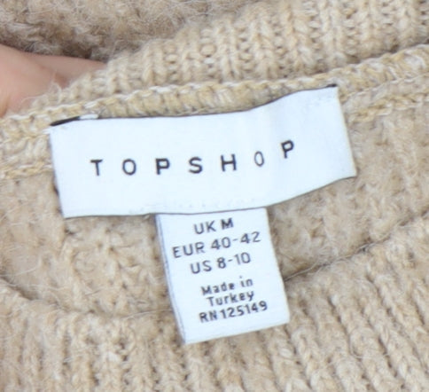 Topshop Women's Beige Mock Neck Pullover Jumper - M
