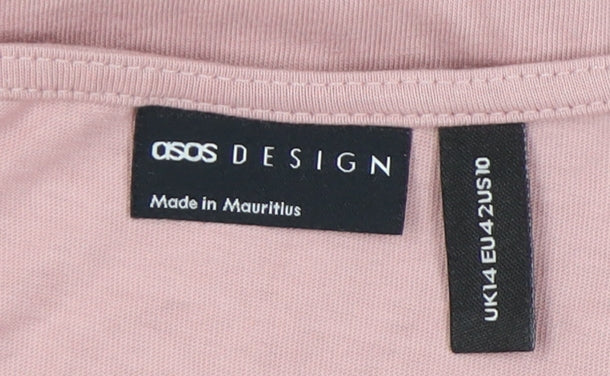ASOS Design Women's Pink Empire Waist Tie Dress Size 14
