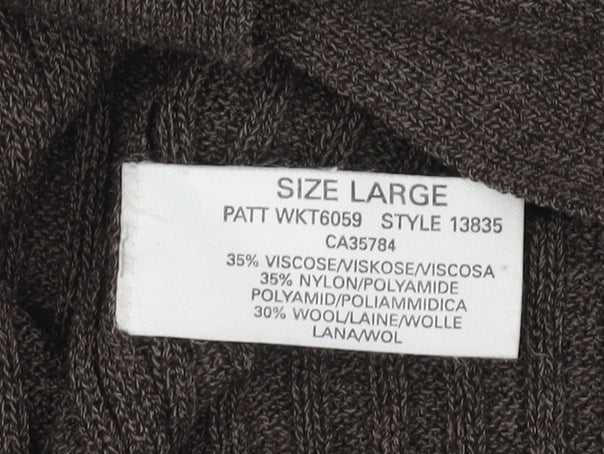 Planet Women's Brown Cardigan, Size L, V-Neck, Button, Knit