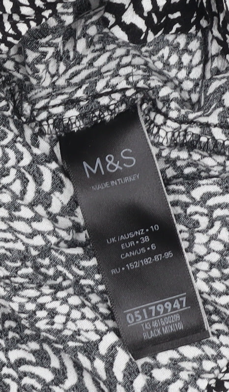 Marks & Spencer Women's Black Animal Print Blouse Size 10