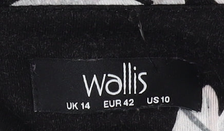 Wallis Women's Black Animal Print Dress Size 14