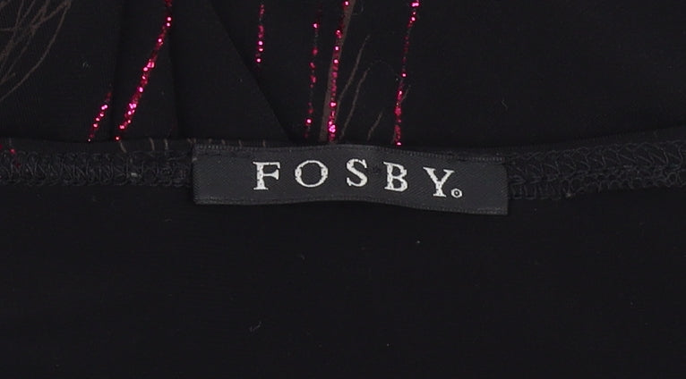 FOSBY Women's Black V-Neck Top Size 16