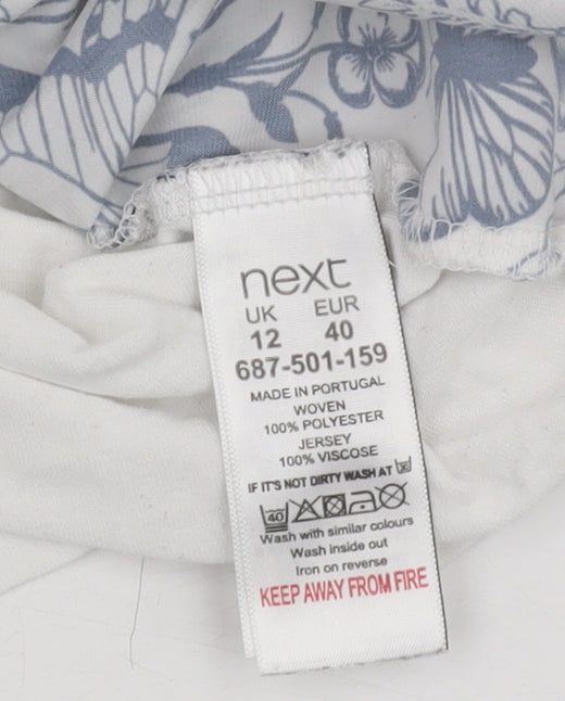 Next Women White Butterfly Print Top Size 12