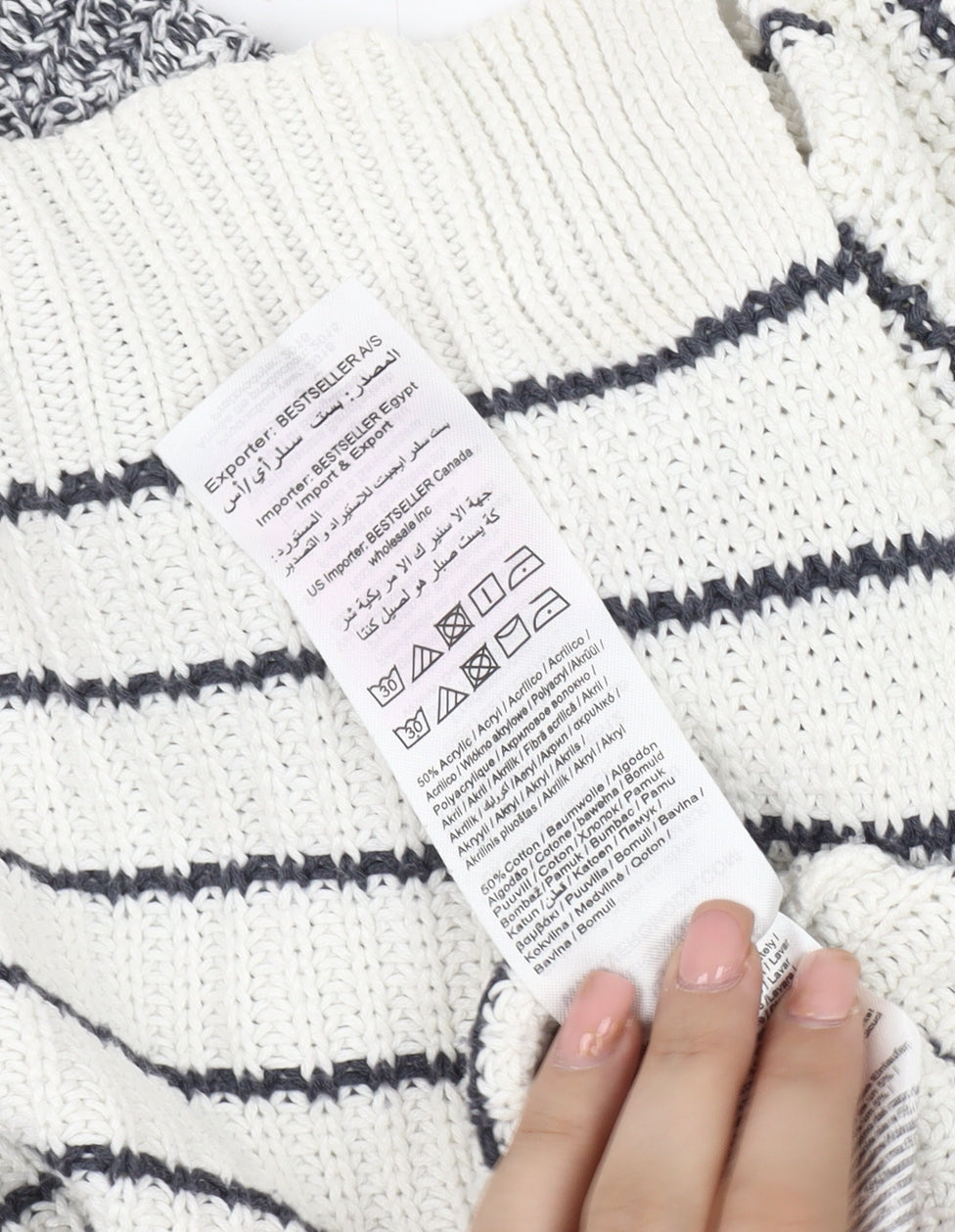 Vero Moda Women's Ivory Striped Pullover, Size S