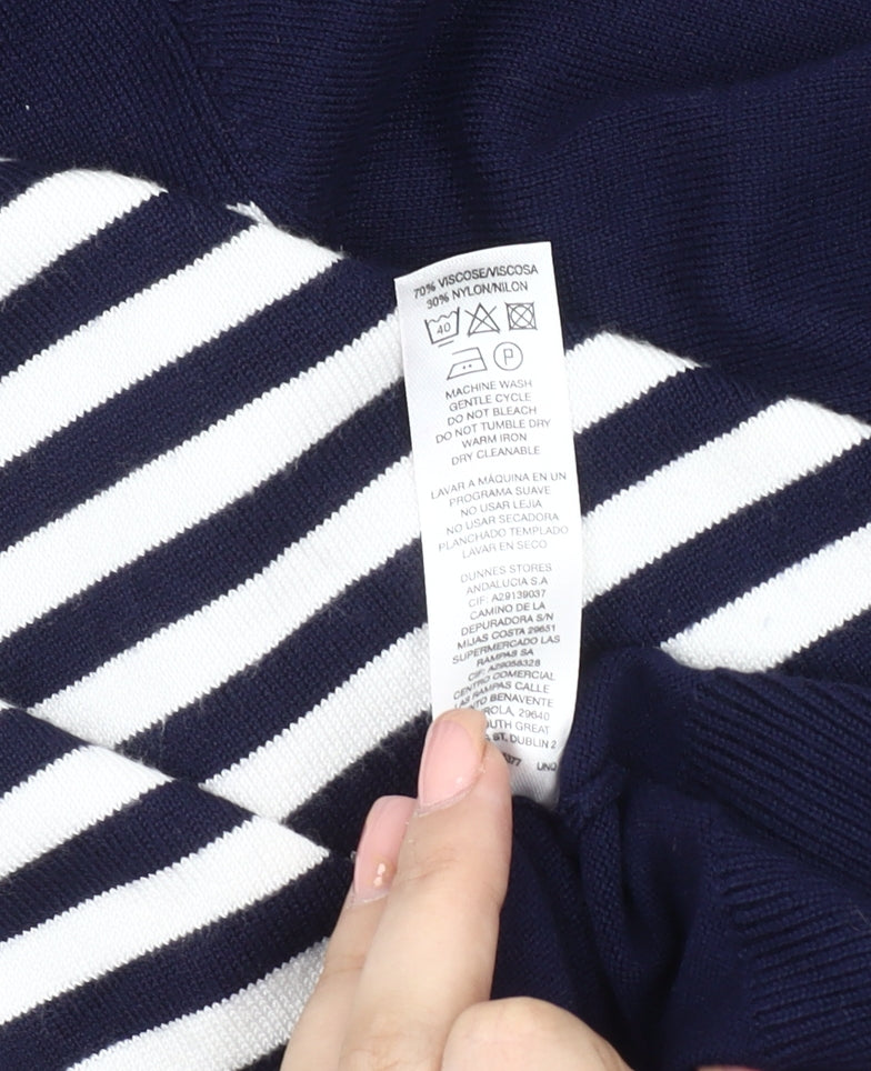 Gallery Women's Blue XL Striped Pullover Jumper