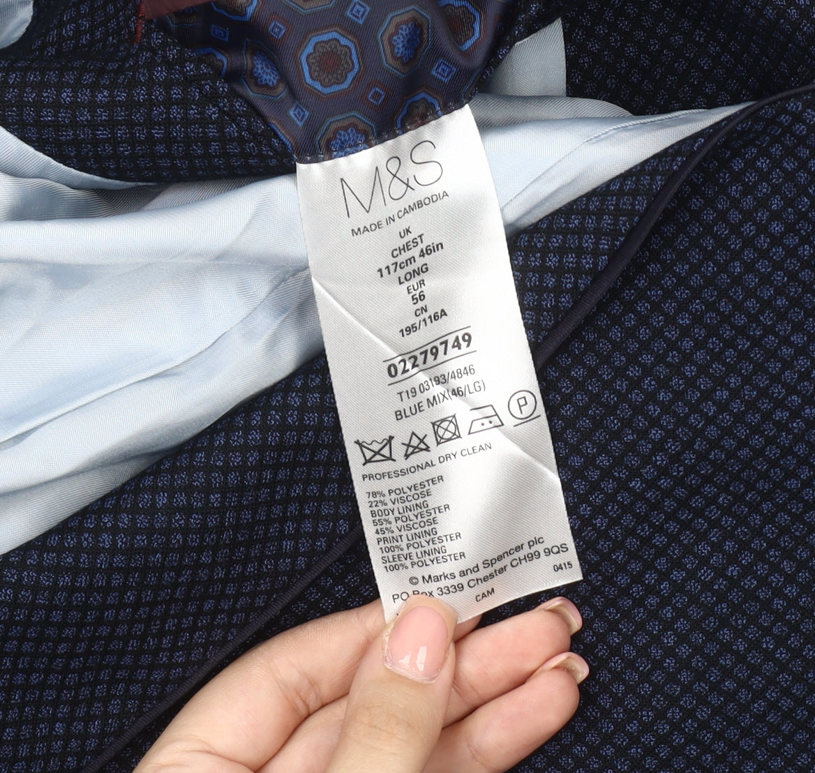Marks & Spencer Blue Men's Blazer 46 Long