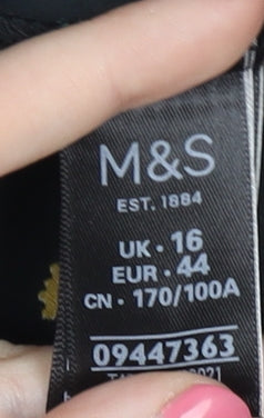 Marks & Spencer Black Floral Blouse, Size 16, Women's