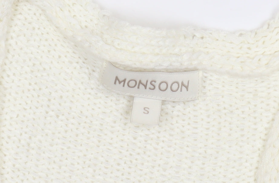 Monsoon Women's Ivory Sleeveless Knit Vest S