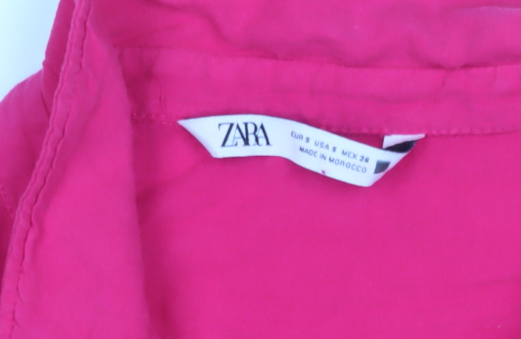 Zara Women's Pink Button-Up Shirt, Size 8, Relaxed Fit