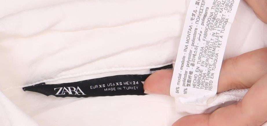 Zara Women's White Modal Blend Collared Blouse Size 4