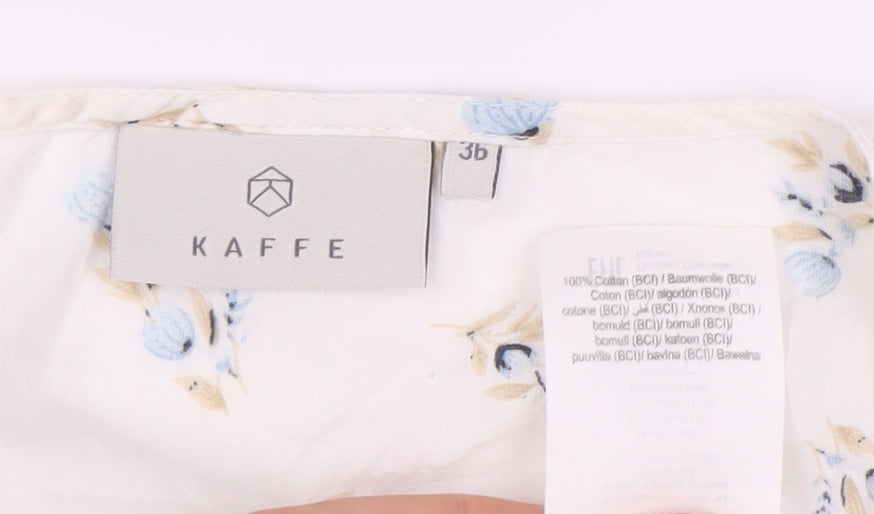 Kaffe Women's White Floral Wrap Blouse Size 10