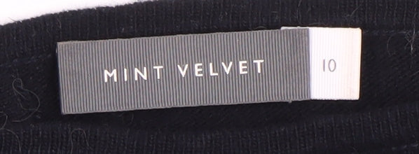 Mint Velvet Women's Black Jumper, Size 10, Button Accent