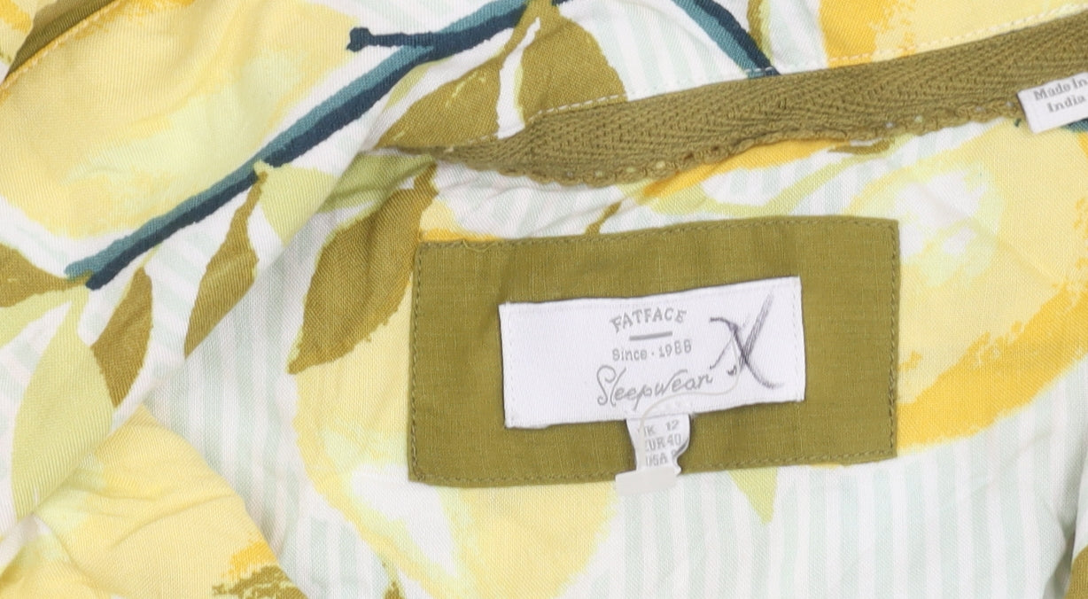 FatFace Women's Yellow Floral Pyjama Top Size 12