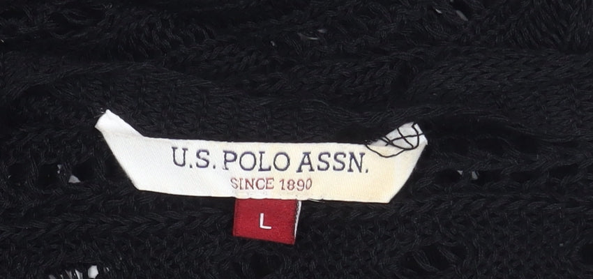 U.S. Polo Assn. Women's Black Open-Knit Jumper - L