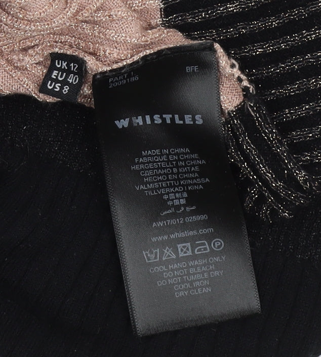 Whistles Women's Black Striped Pullover Jumper UK 12