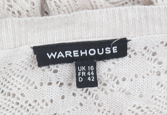 Warehouse Beige Women's Pullover Jumper UK 16