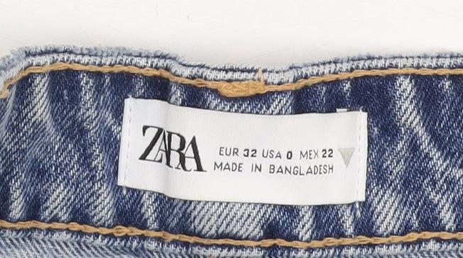 Zara Women's Blue Distressed Denim Cut-Off Shorts