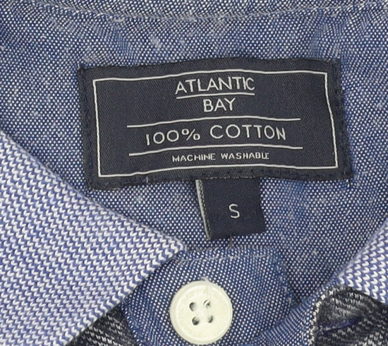 Atlantic Bay Men's Blue Striped Polo Shirt, Size S