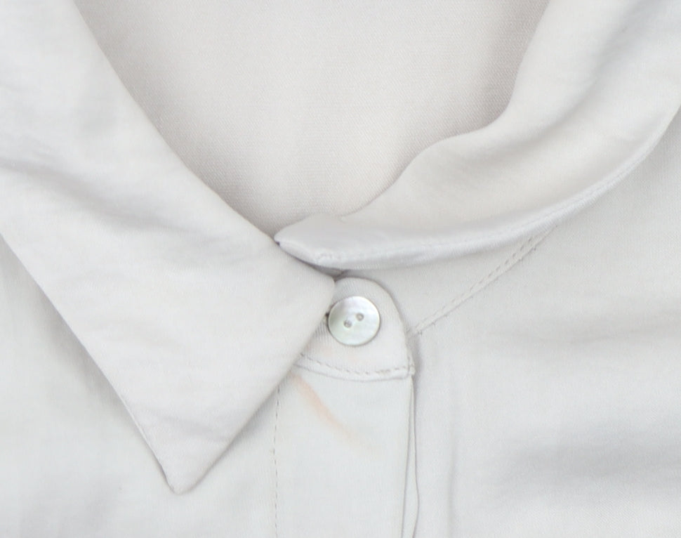 Zara Women's Beige Button-Up Shirt, Size S, Collared, Casual
