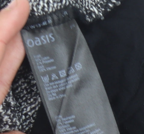 Oasis Women's Black Pullover Jumper - Size 10, Herringbone Pattern