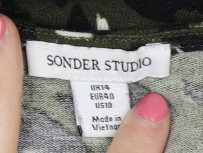 Sonder Studio Women's Green Wrap Top Size 14 V-Neck